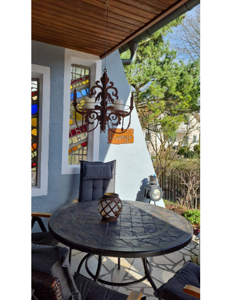 Deko zum Hängen Kronleuchter 3D zum Aufhängen als Kerzentablett zum Hängen, H 60 cm, B 64 cm - Barock Deko Großer Deko Kronleuch