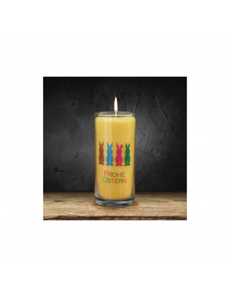 Start PALM LIGHT Kerze ca. 14 cm - OSTERHASEN - GELB 
Ca. 20 cm hoch
Brenndauer ca. 100 Stunden
Durchmesser 6,5 cm
Gewicht: 