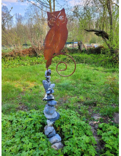 Tiere - Edelrost Tierfiguren Eule auf Curlstab sitzend - 150 cm hoch Gartenstecker mit einer Eule sitzend auf dem Curl Stab. Der 2