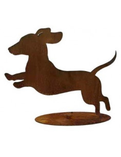 Tiere - Edelrost Tierfiguren Dackel rennend - Flitzi - auf Platte - Höhe 52 cm - Breite 57 cm Der flitzende Dackel ist ein niedl 2