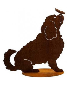 Tiere - Edelrost Tierfiguren Spaniel Bella - Hund mit Schmetterling auf der Nase - Höhe 60 cm - Breite 55 cm Mit ihrem niedliche