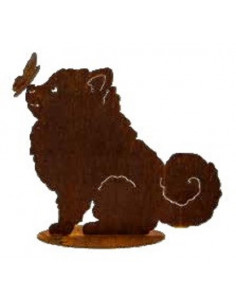 Tiere - Edelrost Tierfiguren Kleiner Spitz Daisy - Hund mit Schmetterling auf der Nase - Höhe 36 cm - Breite 41 cm Ob als Dekora