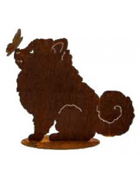 Tiere - Edelrost Tierfiguren Kleiner Spitz Daisy - Hund mit Schmetterling auf der Nase - Höhe 36 cm - Breite 41 cm Ob als Dekora Tiere - Edelrost Tierfiguren Kleiner Spitz Daisy - Hund mit Schmetterling auf der Nase - Höhe 36 cm - Breite 41 cm Ob als Dekora