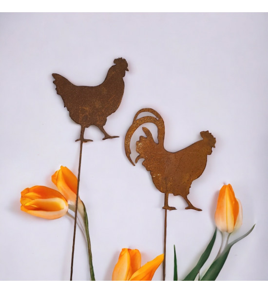 Bauernhoftiere Gockel als Gartenstecker - Höhe 24 cm - Breite 22 cm Hahn als Gartenstecker für Deine Gartendeko Zuhause.

Höhe