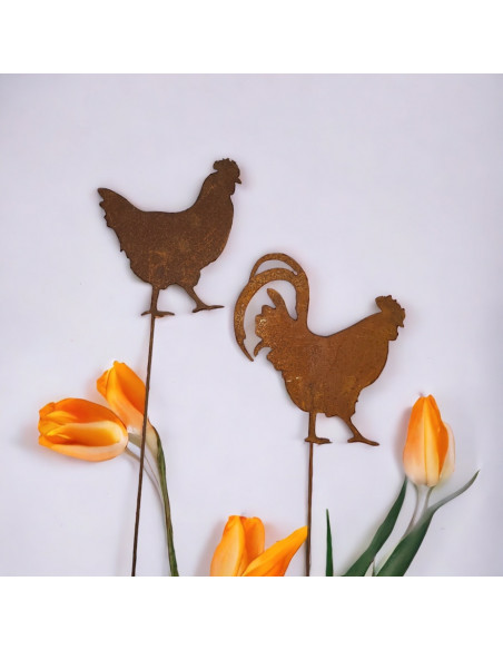 Bauernhoftiere Gockel als Gartenstecker - Höhe 24 cm - Breite 22 cm Hahn als Gartenstecker für Deine Gartendeko Zuhause.

Höhe