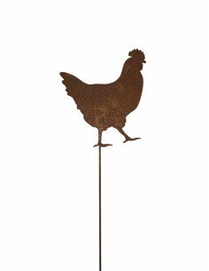 Bauernhoftiere Huhn als Gartenstecker - Höhe 20 cm - Breite 19 cm Henne mit einem Stab als Gartenstecker für Deine Deko Zuhause.