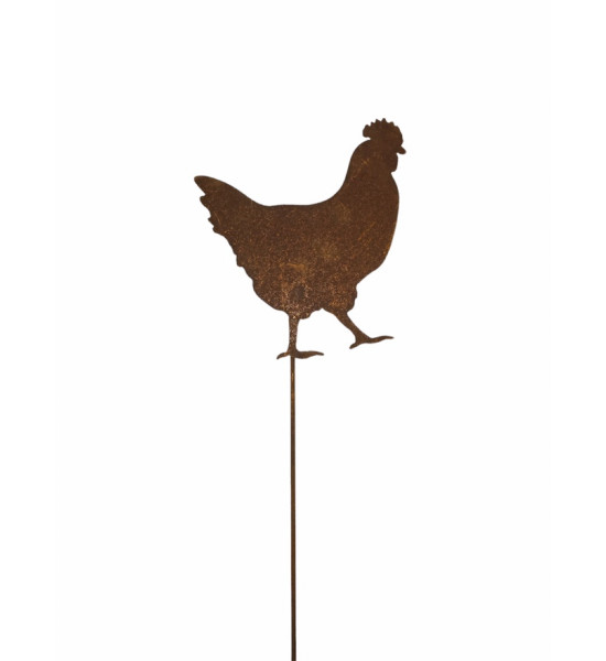 Bauernhoftiere Huhn als Gartenstecker - Höhe 20 cm - Breite 19 cm Henne mit einem Stab als Gartenstecker für Deine Deko Zuhause.