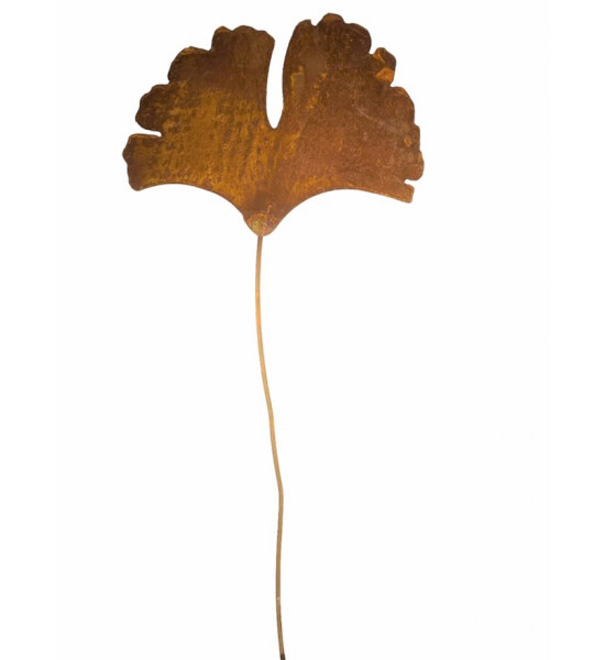 Gartenstecker Ginkgo Blatt als Gartenstecker - geschwungener Draht - Gesamthöhe 52 cm - Breite 19 cm - groß Das Ginkgoblatt als