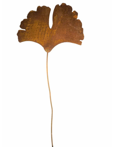 Gartenstecker Ginkgo Blatt als Gartenstecker - geschwungener Draht - Gesamthöhe 52 cm - Breite 19 cm - groß Das Ginkgoblatt als