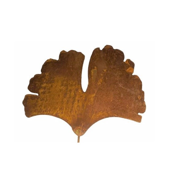 Gartenstecker Ginkgo Blatt als Gartenstecker - geschwungener Draht - Gesamthöhe 52 cm - Breite 19 cm - groß Das Ginkgoblatt als 