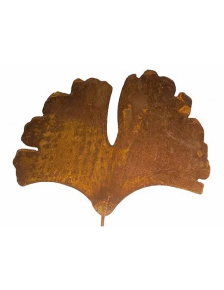 Gartenstecker Ginkgo Blatt als Gartenstecker - geschwungener Draht - Gesamthöhe 52 cm - Breite 19 cm - groß Das Ginkgoblatt als 