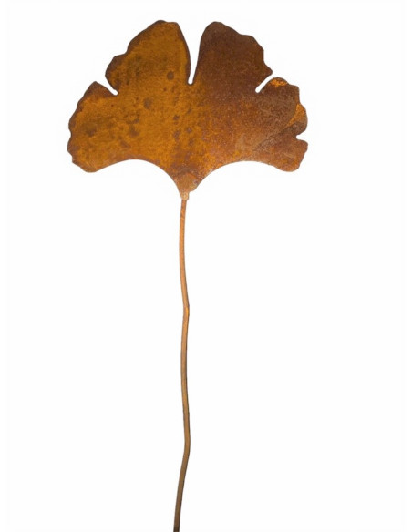 Gartenstecker Ginkgo Blatt als Gartenstecker - geschwungener Draht - Gesamthöhe 48 cm - Breite 15 cm - mittel Ginkgoblatt in der