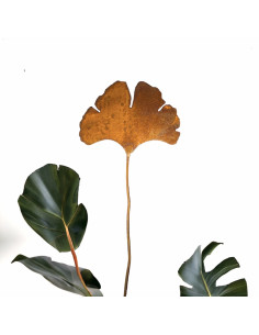Gartenstecker Ginkgo Blatt als Gartenstecker - geschwungener Draht - Gesamthöhe 48 cm - Breite 15 cm - mittel Ginkgoblatt in der 2