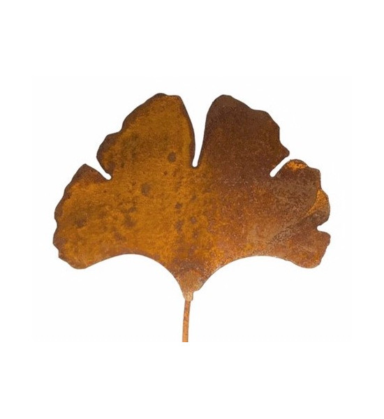 Gartenstecker Ginkgo Blatt als Gartenstecker - geschwungener Draht - Gesamthöhe 48 cm - Breite 15 cm - mittel Ginkgoblatt in der