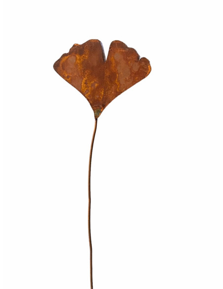 Blumen und Bäume Ginkgo Blatt als Gartenstecker - geschwungener Draht - Gesamthöhe 47 cm - Breite 13,5 cm - klein 