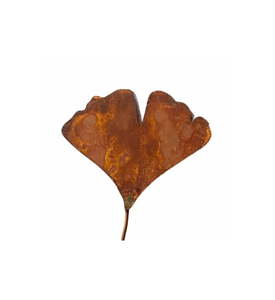 Blumen und Bäume Ginkgo Blatt als Gartenstecker - geschwungener Draht - Gesamthöhe 47 cm - Breite 13,5 cm - klein 