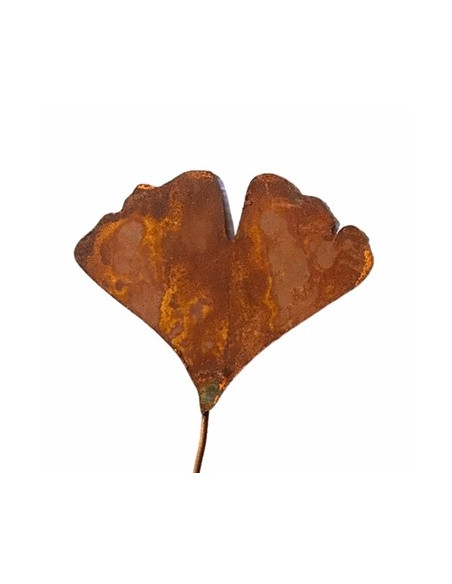 Blumen und Bäume Ginkgo Blatt als Gartenstecker - geschwungener Draht - Gesamthöhe 47 cm - Breite 13,5 cm - klein 