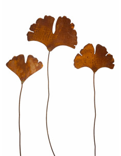 Start Ginkgoblatt als Gartenstecker im 3er Set Die drei Gartenstecker mit dem Ginkgoblatt als Motiv kommt in einem Set.