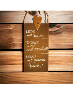 Rostschilder Lebe mit Freude, Träume mit Leidenschaft, Liebe mit ganzem Herzen! - Rostschild - 50x25 cm  2