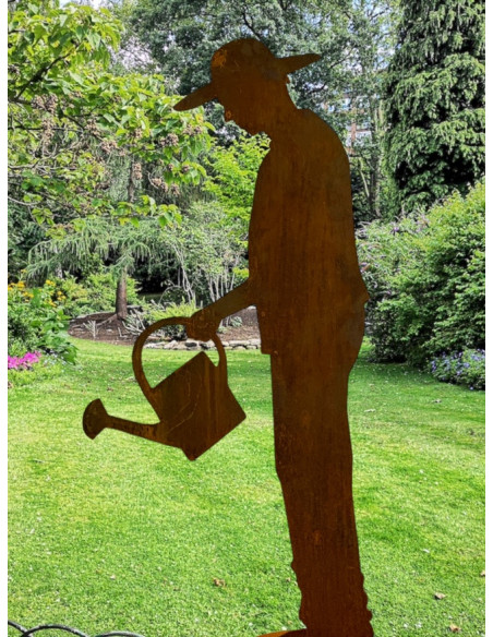 Gärtner Figur Gärtner Gerhard mit Gießkanne, auf Platte 125cm groß