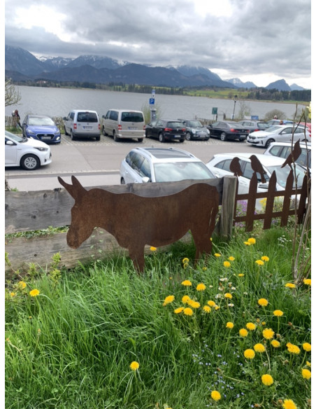 Pferde + Esel Esel XXL 95 cm hoch 110 cm breit aus 3 mm Stahl 
Höhe 95 cm
Breite 110 cm
aus 3 mm Stahl

Achtung nur Spediti