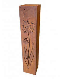 Rechteckige Säulen Rostsäule eckig - Allium im Wind - Höhe 110 cm - 22 x 22 cm - Pusteblume Stele Allium Pusteblume im Wind als