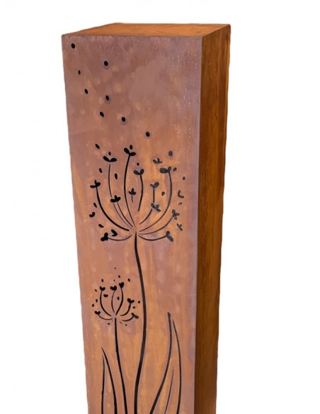 Rechteckige Säulen Rostsäule eckig - Allium im Wind - Höhe 110 cm - 22 x 22 cm - Pusteblume Stele Allium Pusteblume im Wind als  Rechteckige Säulen Rostsäule eckig - Allium im Wind - Höhe 110 cm - 22 x 22 cm - Pusteblume Stele Allium Pusteblume im Wind als