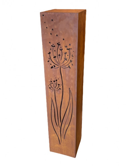 Rechteckige Säulen Eckige Säule - Allium im Wind - Höhe 125 cm - 25 x 25 cm Rechteckige Säule mit der Pusteblume im Wind als Mot