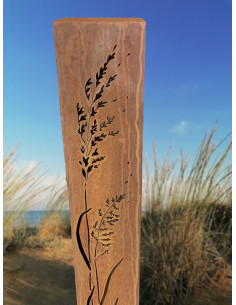 Skulpturen - Rostsäulen und Stelen Säule eckig - Gras Motiv - Höhe 145 cm - 22 x 22 cm Standfuß 
Gesamthöhe 145 cm
Länge und B 2