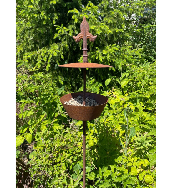 Vogel Deko Vogel Futterstelle mit Dach als Gartenstecker 140 cm hoch - mit Lilienspitze Diese elegante Vogelfutterstelle kannst 