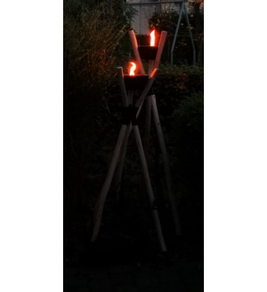 Holzdeko Gartenfackel Holz - groß - Höhe 160 cm - inkl. Kerze Eine elegante Beleuchtung für stimmungsvolle Abende im Freien. Ver