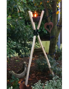 Holzdeko Gartenfackel Holz - groß - Höhe 160 cm - inkl. Kerze Eine elegante Beleuchtung für stimmungsvolle Abende im Freien. Ver