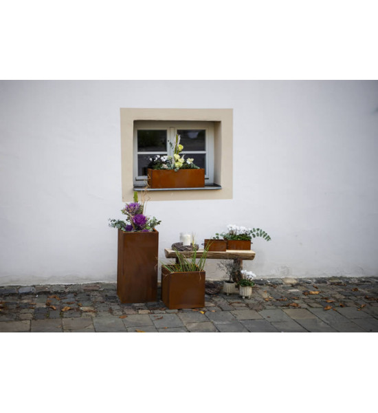 Pflanzgefäße + Schalen + Kronen Pflanzkasten eckig mit Rand - Höhe 35 - Länge 35 cm - Blumenkasten Eckiger Pflanzkasten mit Rand