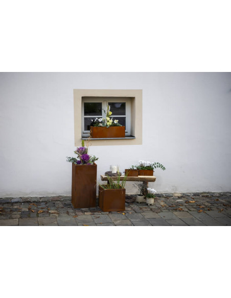 Pflanzgefäße + Schalen + Kronen Pflanzkasten eckig mit Rand - Höhe 35 - Länge 35 cm - Blumenkasten Eckiger Pflanzkasten mit Rand