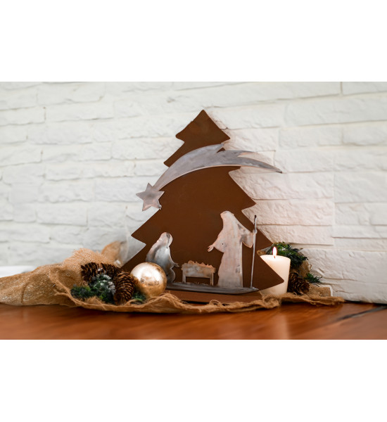 Deko Christbaum mit Krippenszene - Höhe 40 cm