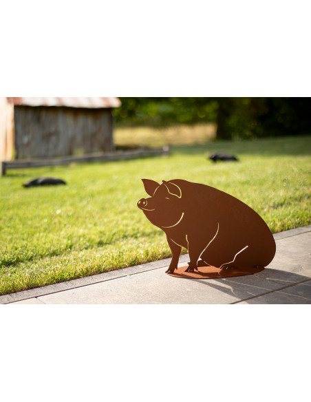 Glückliches Deko Schwein aus Metall - Höhe 30 cm Glückliches Deko Schwein aus Metall - Höhe 30 cm