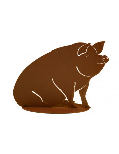 Glückliches Deko Schwein aus Metall - Höhe 30 cm