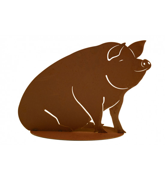 Glückliches Deko Schwein aus Metall - Höhe 30 cm