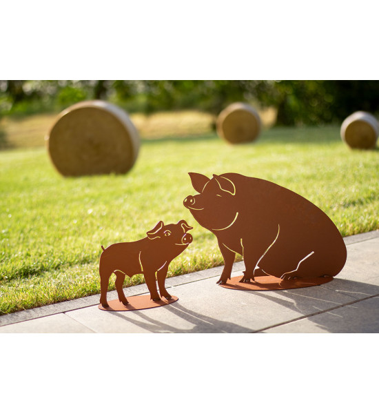 Kleines Ferkel aus Metall - Glücksschwein - Höhe 20 cm