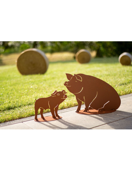 Kleines Ferkel aus Metall - Glücksschwein - Höhe 20 cm