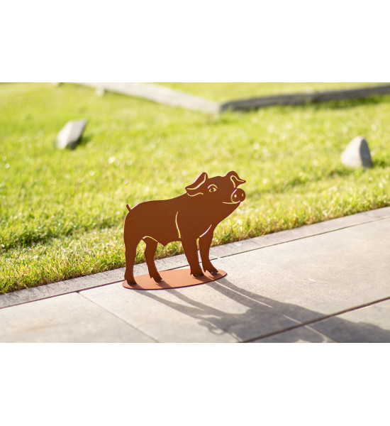 Kleines Ferkel aus Metall - Glücksschwein - Höhe 20 cm