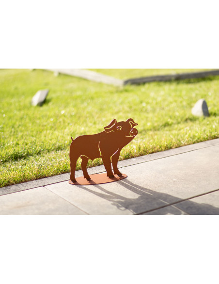 Kleines Ferkel aus Metall - Glücksschwein - Höhe 20 cm