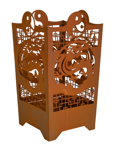 Metall Feuerkorb - Asiatischer Drache - Höhe 58 cm