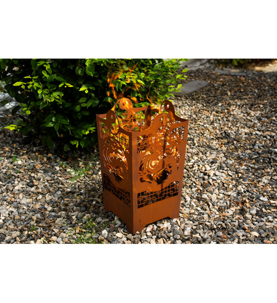 Metall Feuerkorb - Asiatischer Drache - Höhe 58 cm