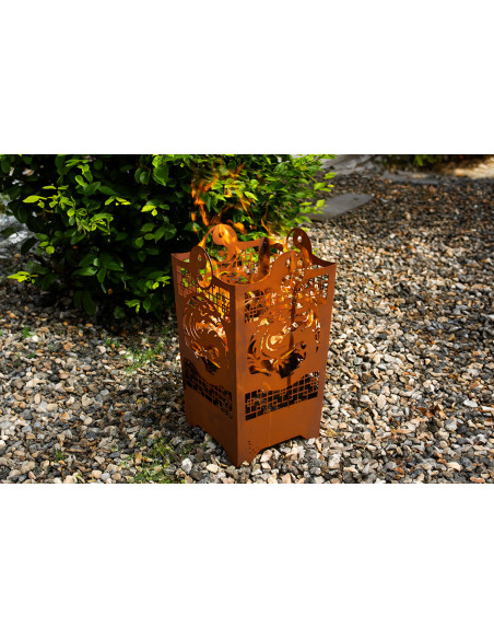 Metall Feuerkorb - Asiatischer Drache - Höhe 58 cm