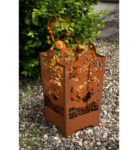 Metall Feuerkorb - Asiatischer Drache - Höhe 58 cm