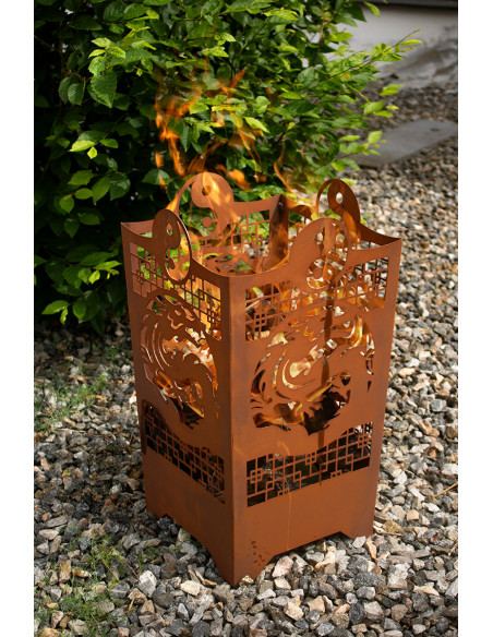 Metall Feuerkorb - Asiatischer Drache - Höhe 58 cm