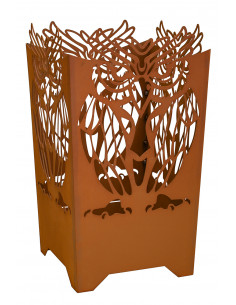 Eulen Feuerkorb aus Edelrost - Höhe 56 cm