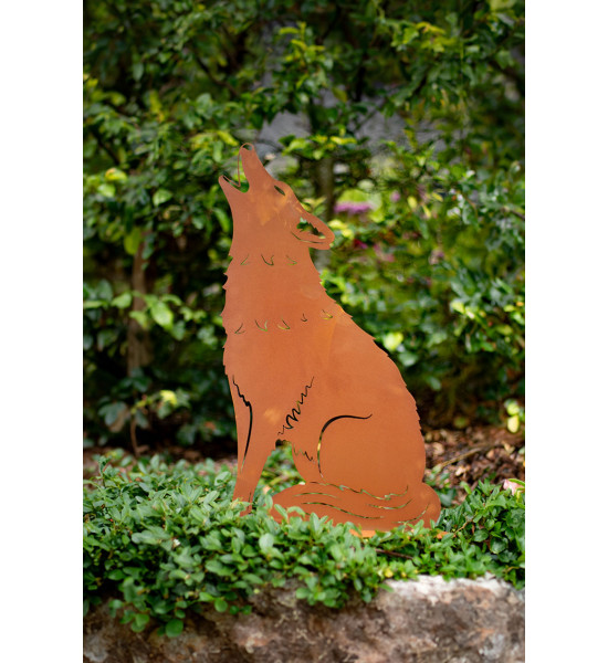 Rost Silhouette - Heulender Wolf - Höhe 58 cm