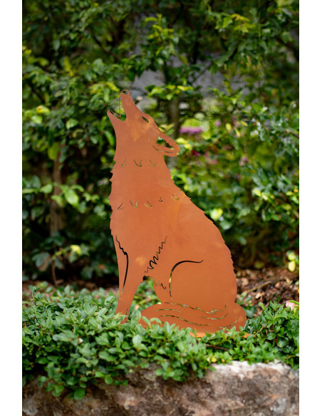 Rost Silhouette - Heulender Wolf - Höhe 58 cm